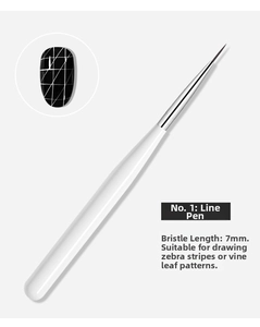 Detailed view of 7mm fine tip nail art liner brush for precise painting and line work