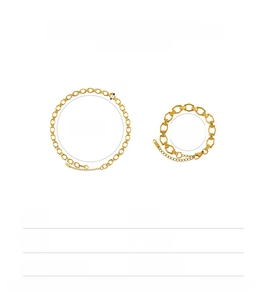 Detailed size specifications for gold stainless steel cross necklace and bracelet set