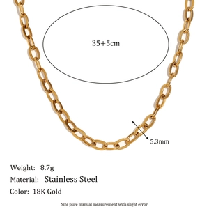 Chunky 18K gold plated stainless steel O-chain necklace for women on white background