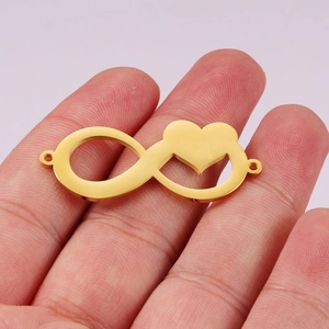 Gold stainless steel infinity heart charm connector for DIY jewelry making