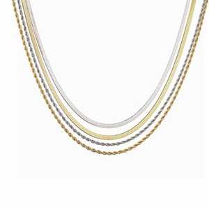 Stainless Steel Necklace Chain Flat Snake Bone Twisted Rope And Link Chain Minimalist Fashion Jewelry For Women Men