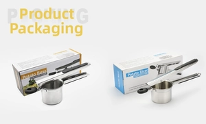 Stainless steel potato ricer packaging set with three interchangeable fineness discs