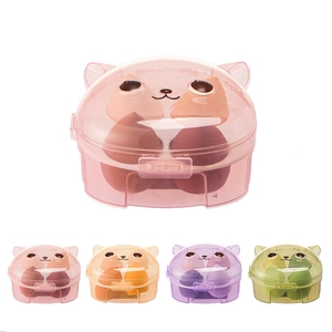 Cartoon animal makeup sponge set in transparent boxes with four color options