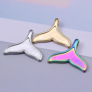 304 stainless steel mermaid tail pendants in gold, silver, and iridescent finishes