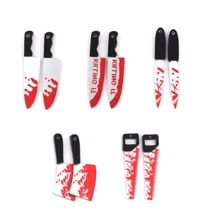 Acrylic Halloween bloody weapons charms with knives saws and Killing It text for DIY jewelry
