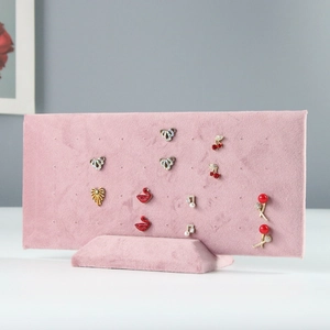 Pink velvet earring display stand board for professional jewelry storage and showcases