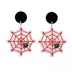 Boucles d'oreilles Halloween avec toile d'araignée en acrylique pour bijoux de fête