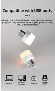 Universal portable USB LED night light for laptop power bank and charger plug