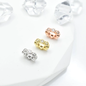 Micro Pave Cubic Zirconia Round Spacer Beads Copper Real Gold Plated For DIY Jewelry Making Accessories