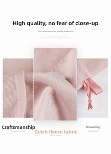 Detail of pink Dutch fleece jewelry pouch showing fabric texture and satin drawstring