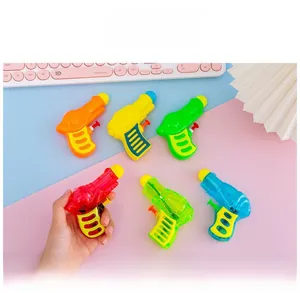 Detailed set of six colorful mini plastic water guns for children summer outdoor play