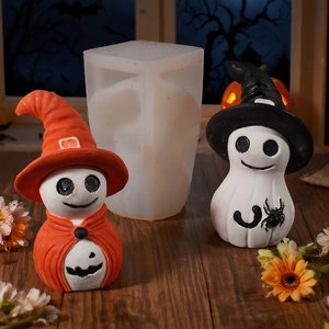 Moule en silicone fantôme avec chapeau de sorcière pour bougies DIY et décors d'Halloween