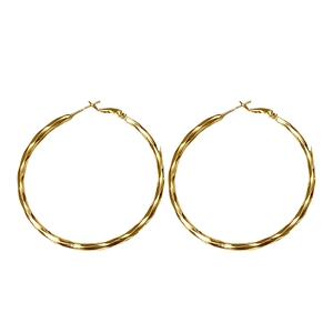Minimalist gold-plated twisted hoop earrings with a polished metallic texture and sleek finish