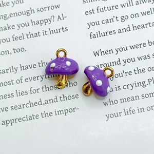 Macro detail of purple mushroom alloy pendants with creative cartoon and polka dot patterns