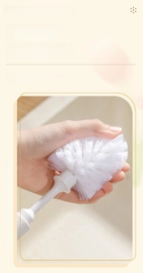 Detail of soft dense bristles on the long-handled white cup cleaning brush