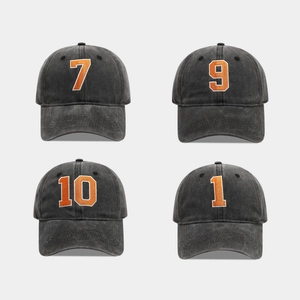 Retro Washed Cotton Baseball Cap Embroidered Digit Vintage Distressed Adjustable Sun Hat Unisex Streetwear Sporty