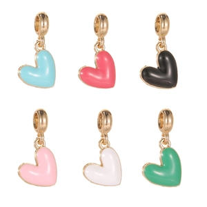 Colorful heart-shaped DIY pendants with gold alloy base and drip oil enamel finish
