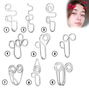 Stainless Steel Non Piercing Nose Ring U Shaped Fake Piercing Nose Clip Adjustable Wire Wrapped Body Jewelry Trendy