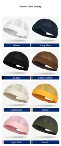 Detailed grid view of breathable mesh docker caps in eight colors with adjustable metal buckles