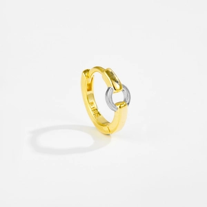Detailed macro shot of S925 hallmark on the gold and silver small hoop earring