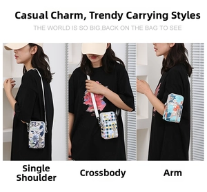 Oxford cloth mini crossbody phone bag with adjustable shoulder and arm straps