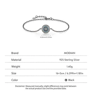 S925 sterling silver black gold bracelet with turquoise evil eye pendant for women
