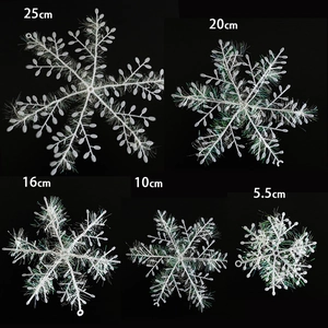 White Snowflake Ornaments Plastic Iridescent Tinsel Hanging Decorations For Christmas Tree Winter Decor