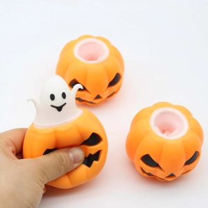 Παιχνίδι πίεσης κολοκύθας Halloween με φάντασμα που πετάγεται για αποβολή άγχους