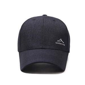 Men's navy blue mountain print baseball cap with a structured crown for outdoor wear