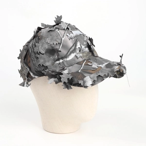 Detail view of 3D leaf camouflage baseball cap for outdoor hunting and woodland tactical use
