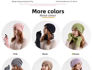 Winter knitted hat set with size 55-60cm and weight 0.19kg specifications shown