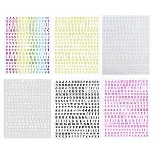 3D laser alphabet nail stickers in 6 colors including gold and silver for DIY nail art