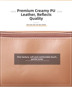 Detail shot of beige PU leather pouch with premium cream texture and smooth metal zipper