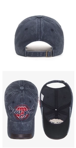 Détail de la boucle en métal réglable et coutures intérieures sur la casquette en jean
