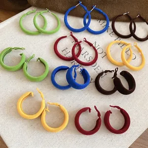 Boucles D'oreilles Créoles En C Flocage Avec 925 Sterling Silver Earring Post Bijoux Ronds Velours Rétro Pour Femmes