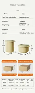 Detailed size specifications for press-type airtight pet food storage container in ABS material