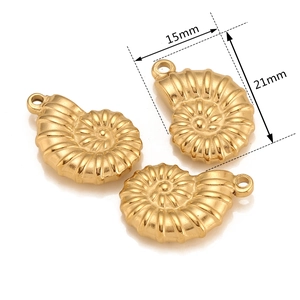 Golden stainless steel seashell charms 15mm by 21mm for DIY jewelry making
