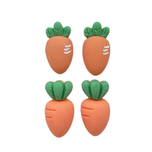 Set of 4 cute orange and green resin carrot charms for DIY crafts and hair accessories
