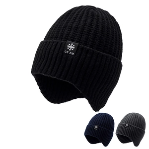 Bonnet En Tricot D'Hiver Protection Des Oreilles Doublure Polaire Épaisse Chaud Coupe-Vent Extérieur Patch Flocon De Neige