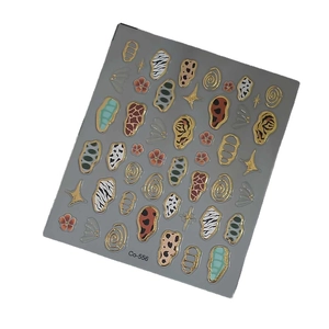 3D embossed animal print nail art stickers with gold leopard and zebra patterns Co-556