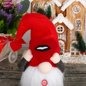 Luminous Valentine Rudolph Gnome plush with heart hat and LED lights for home decor