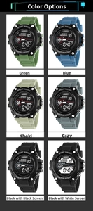 Detailed comparison of six colors for this tactical sports watch with 30M water resistance