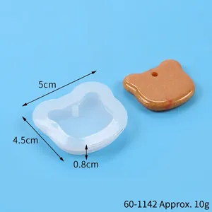 Detail of 5x4.5x0.8cm bear silicone mold for DIY resin pendant and jewelry making