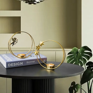 Gold Iron Circle Candle Holder Nordic Angel Star Snowflake Tealight Stand Luxury Wedding Home Table Decor