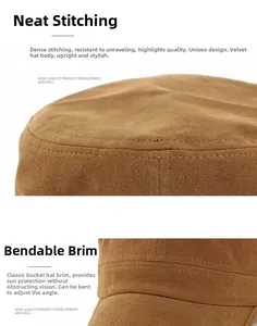 Details einer braunen Wildleder-Militärkappe mit feinen Nähten und weicher Stoffstruktur