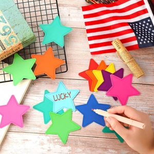 Colorful star cutouts for bulletin board decorations with writable paper surface for classrooms