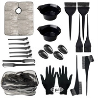 Comprehensive 19-piece professional hair dyeing tool kit with brushes and mixing bowls