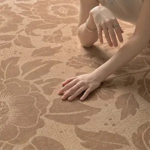 Close-up of soft floral vintage round rug with anti-bacterial texture and skin-friendly fabric