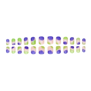 Klein blue and purple watercolor press-on nails set with 24 pieces in various sizes