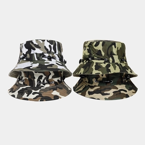 Camouflage-Anglerhüte für Damen und Herren in vier Farben mit verstellbarem Windschutzband